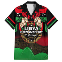 Libya Independence Day Family Matching Short Sleeve Bodycon Dress and Hawaiian Shirt Happy 24 December African Pattern Flag Style - Wonder Print Shop