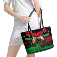 Libya Independence Day Leather Tote Bag Happy 24 December African Pattern Flag Style - Wonder Print Shop