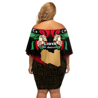 Libya Independence Day Off Shoulder Short Dress Happy 24 December African Pattern Flag Style - Wonder Print Shop