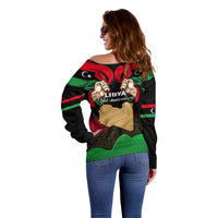 Libya Independence Day Off Shoulder Sweater Happy 24 December African Pattern Flag Style - Wonder Print Shop