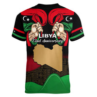 Libya Independence Day Women V Neck T Shirt Happy 24 December African Pattern Flag Style - Wonder Print Shop