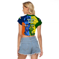 Australia And India Cricket Raglan Cropped T Shirt 2023 World Cup Final Together - Wonder Print Shop