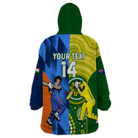 Custom Australia And India Cricket Wearable Blanket Hoodie 2023 World Cup Final Together - Wonder Print Shop