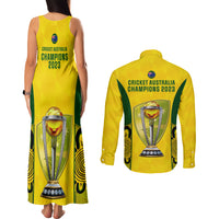 Australia Cricket Couples Matching Tank Maxi Dress and Long Sleeve Button Shirt World Cup Go Champions 2023 Indigenous - Wonder Print Shop