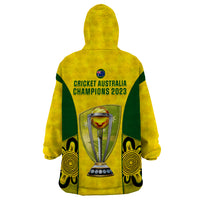 Australia Cricket Wearable Blanket Hoodie World Cup Go Champions 2023 Indigenous - Wonder Print Shop