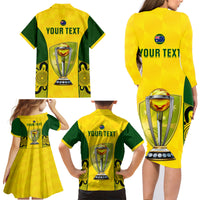 Custom Australia Cricket Family Matching Long Sleeve Bodycon Dress and Hawaiian Shirt World Cup Go Champions 2023 Indigenous - Wonder Print Shop