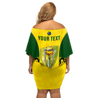 Custom Australia Cricket Family Matching Off Shoulder Short Dress and Hawaiian Shirt World Cup Go Champions 2023 Indigenous - Wonder Print Shop