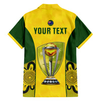 Custom Australia Cricket Family Matching Short Sleeve Bodycon Dress and Hawaiian Shirt World Cup Go Champions 2023 Indigenous - Wonder Print Shop