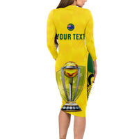 Custom Australia Cricket Long Sleeve Bodycon Dress World Cup Go Champions 2023 Indigenous - Wonder Print Shop