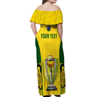 Custom Australia Cricket Off Shoulder Maxi Dress World Cup Go Champions 2023 Indigenous - Wonder Print Shop