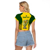 Custom Australia Cricket Raglan Cropped T Shirt World Cup Go Champions 2023 Indigenous - Wonder Print Shop