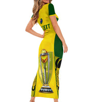 Custom Australia Cricket Short Sleeve Bodycon Dress World Cup Go Champions 2023 Indigenous - Wonder Print Shop