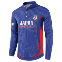 Custom Japan Football Button Sweatshirt 2026 Come On Samurai Blue - Wonder Print Shop
