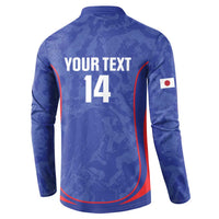 Custom Japan Football Button Sweatshirt 2026 Come On Samurai Blue - Wonder Print Shop