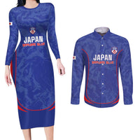 Custom Japan Football Couples Matching Long Sleeve Bodycon Dress and Long Sleeve Button Shirt 2026 Come On Samurai Blue - Wonder Print Shop
