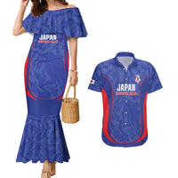 Custom Japan Football Couples Matching Mermaid Dress and Hawaiian Shirt 2026 Come On Samurai Blue - Wonder Print Shop
