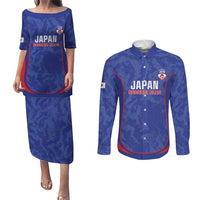 Custom Japan Football Couples Matching Puletasi and Long Sleeve Button Shirt 2026 Come On Samurai Blue - Wonder Print Shop