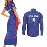 Custom Japan Football Couples Matching Short Sleeve Bodycon Dress and Long Sleeve Button Shirt 2026 Come On Samurai Blue - Wonder Print Shop