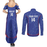 Custom Japan Football Couples Matching Summer Maxi Dress and Long Sleeve Button Shirt 2026 Come On Samurai Blue - Wonder Print Shop