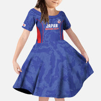 Custom Japan Football Family Matching Off The Shoulder Long Sleeve Dress and Hawaiian Shirt 2026 Come On Samurai Blue - Wonder Print Shop