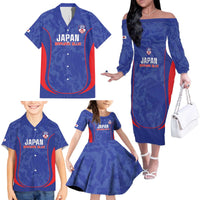 Custom Japan Football Family Matching Off The Shoulder Long Sleeve Dress and Hawaiian Shirt 2026 Come On Samurai Blue - Wonder Print Shop