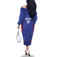Custom Japan Football Family Matching Off The Shoulder Long Sleeve Dress and Hawaiian Shirt 2026 Come On Samurai Blue - Wonder Print Shop