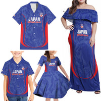 Custom Japan Football Family Matching Off Shoulder Maxi Dress and Hawaiian Shirt 2026 Come On Samurai Blue - Wonder Print Shop