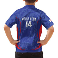 Custom Japan Football Family Matching Off Shoulder Short Dress and Hawaiian Shirt 2026 Come On Samurai Blue - Wonder Print Shop