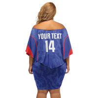 Custom Japan Football Family Matching Off Shoulder Short Dress and Hawaiian Shirt 2026 Come On Samurai Blue - Wonder Print Shop