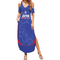 Custom Japan Football Family Matching Summer Maxi Dress and Hawaiian Shirt 2026 Come On Samurai Blue - Wonder Print Shop