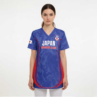Custom Japan Football Scrub Top 2026 Come On Samurai Blue - Wonder Print Shop