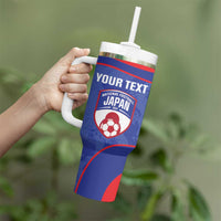 Custom Japan Football Tumbler With Handle 2026 Come On Samurai Blue - Wonder Print Shop