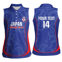 Custom Japan Football Women Sleeveless Polo Shirt 2026 Come On Samurai Blue - Wonder Print Shop