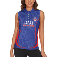Custom Japan Football Women Sleeveless Polo Shirt 2026 Come On Samurai Blue - Wonder Print Shop
