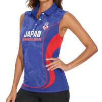 Custom Japan Football Women Sleeveless Polo Shirt 2026 Come On Samurai Blue - Wonder Print Shop