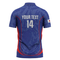 Custom Japan Football Zipper Polo Shirt 2026 Come On Samurai Blue - Wonder Print Shop