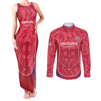 Custom South Korea Football Couples Matching Tank Maxi Dress and Long Sleeve Button Shirt 2026 Come On Taegeuk Warriors - Wonder Print Shop