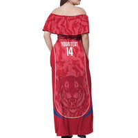 Custom South Korea Football Off Shoulder Maxi Dress 2026 Come On Taegeuk Warriors - Wonder Print Shop