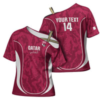 Custom Qatar Football Cross Shoulder Shirt 2026 Come On The Maroons - Wonder Print Shop