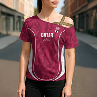 Custom Qatar Football Cross Shoulder Shirt 2026 Come On The Maroons - Wonder Print Shop