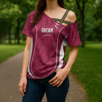 Custom Qatar Football Cross Shoulder Shirt 2026 Come On The Maroons - Wonder Print Shop