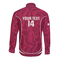 Custom Qatar Football Long Sleeve Button Shirt 2026 Come On The Maroons - Wonder Print Shop