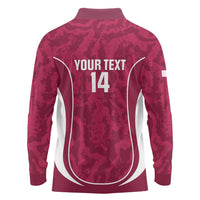Custom Qatar Football Long Sleeve Polo Shirt 2026 Come On The Maroons - Wonder Print Shop
