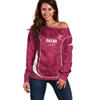 Custom Qatar Football Off Shoulder Sweater 2026 Come On The Maroons - Wonder Print Shop