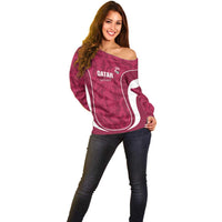 Custom Qatar Football Off Shoulder Sweater 2026 Come On The Maroons - Wonder Print Shop