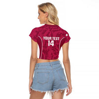 Custom Qatar Football Raglan Cropped T Shirt 2026 Come On The Maroons - Wonder Print Shop