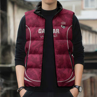 Custom Qatar Football Sleeveless Puffer Jacket 2026 Come On The Maroons - Wonder Print Shop