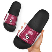 Custom Qatar Football Slide Sandals 2026 Come On The Maroons - Wonder Print Shop