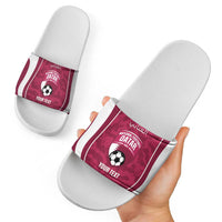 Custom Qatar Football Slide Sandals 2026 Come On The Maroons - Wonder Print Shop