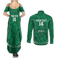Custom Saudi Arabia Football Couples Matching Summer Maxi Dress and Long Sleeve Button Shirt 2026 Come On Arabian Falcons - Wonder Print Shop